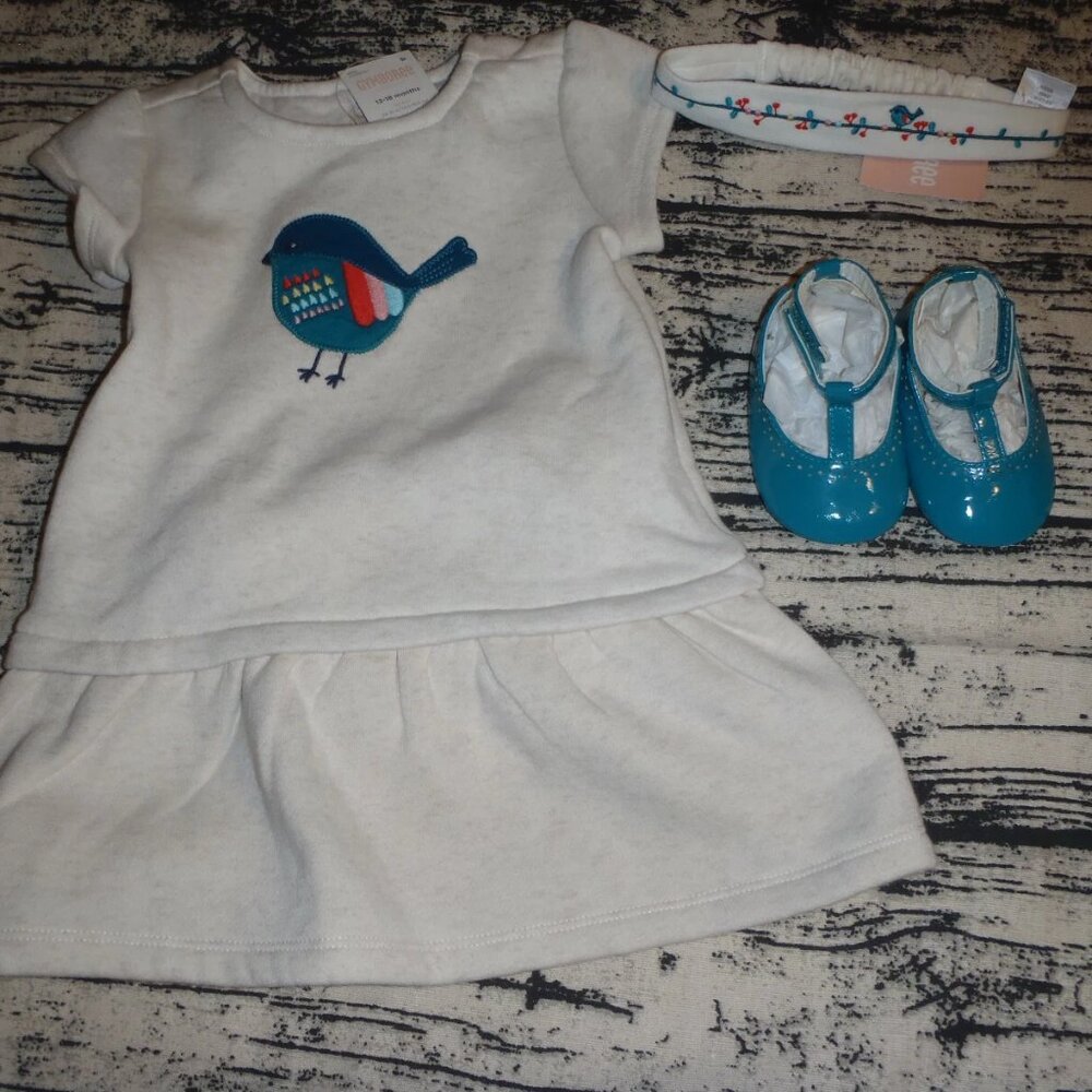 Gymboree Forest Friends 12-18 Month Dress Diaper Cover Headband NWT Outfit